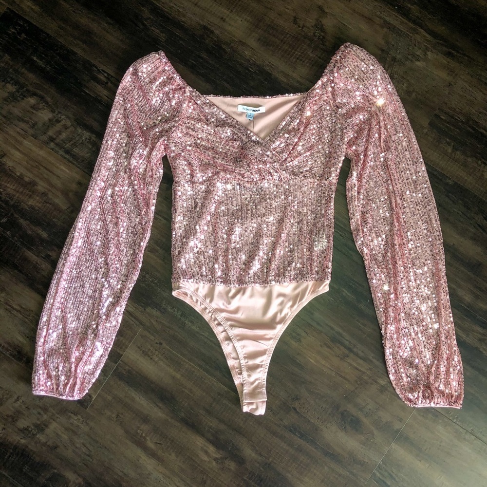 Pink Sequin Bodysuit